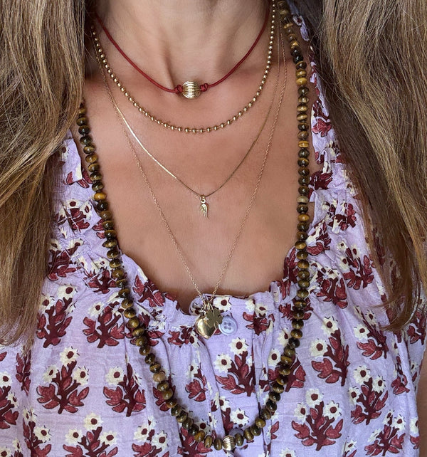 Brown corrugated bead choker