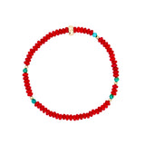 Coral and turquoise stretch bracelet