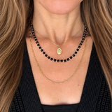Black agate and gold beaded necklace