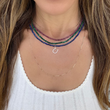 Mini Lapis Beaded Necklace by Becket & Quill, handmade in Los Angeles - detail view