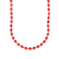 Coral And Gold Beaded Necklace by Becket & Quill, handmade in Los Angeles
