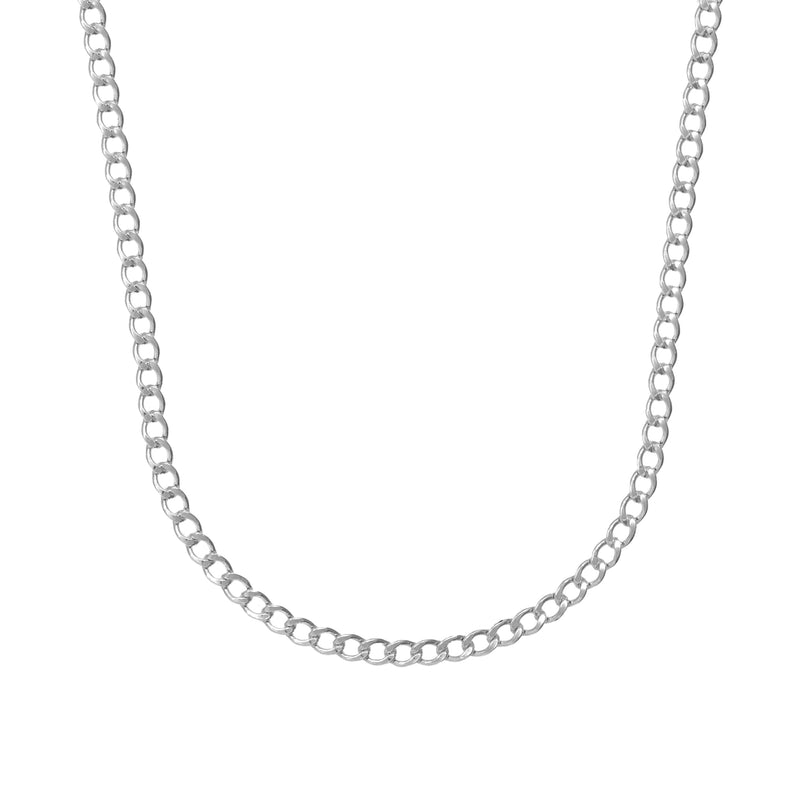 Guys Curb Link Necklace- silver