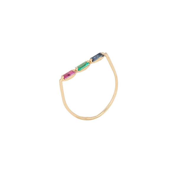 Rainbow baguette ring