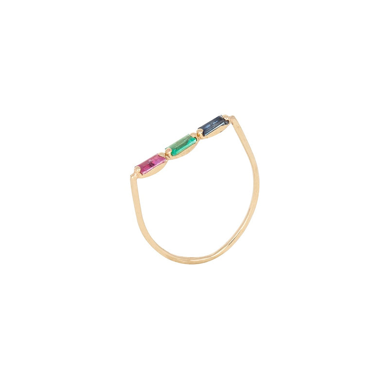 Rainbow baguette ring