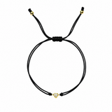 Tiny heart cord bracelet- black