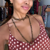 Tiger's Eye Beaded Necklace by Becket & Quill, handmade in Los Angeles - detail view