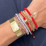 Coral and turquoise stretch bracelet