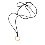 Suede Eyewear Necklace by Becket & Quill, handmade in Los Angeles - worn close-up