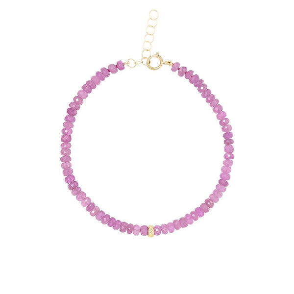 Pink sapphire beaded bracelet