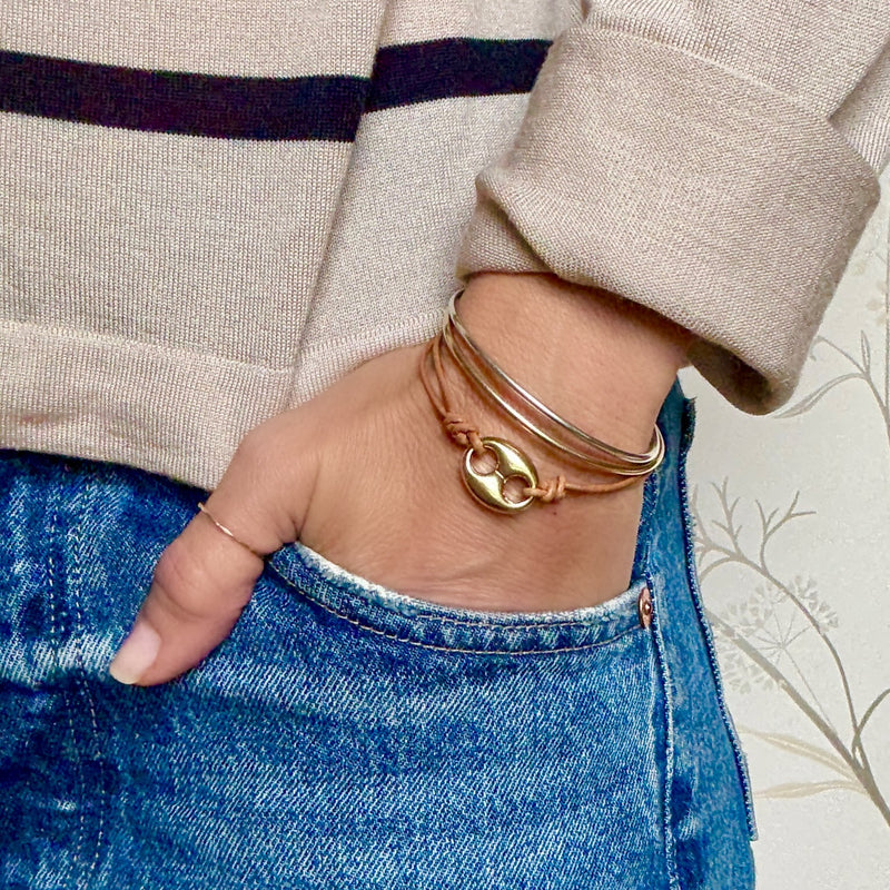 mariner link leather bracelet