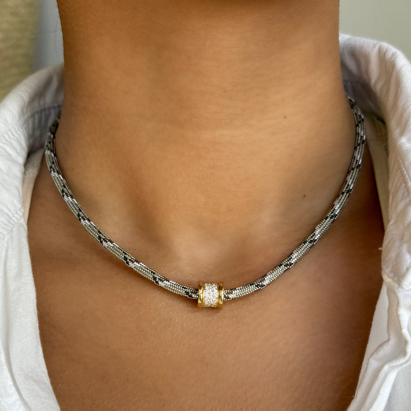 tan paracord rondelle bead necklace