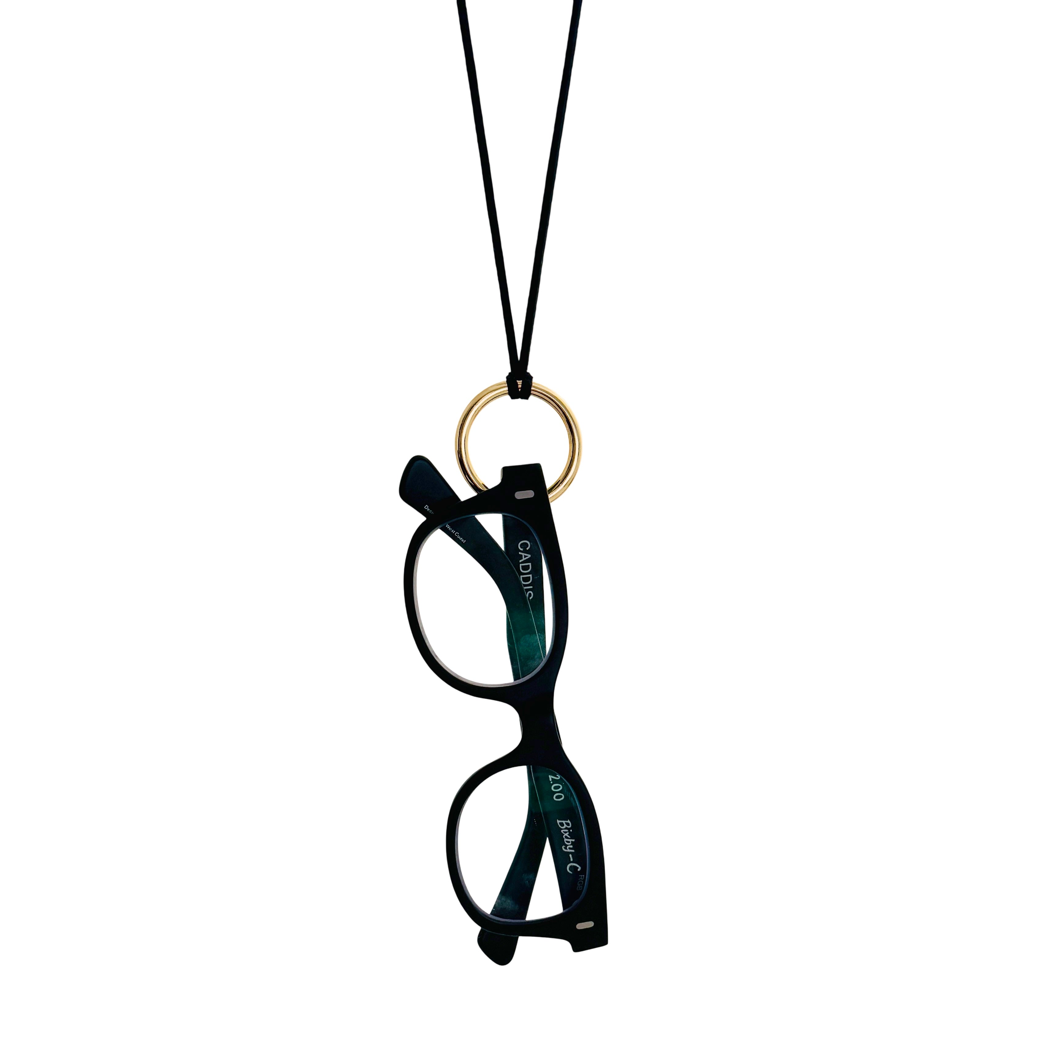 Suede Eyewear Necklace by Becket & Quill, handmade in Los Angeles - detail view