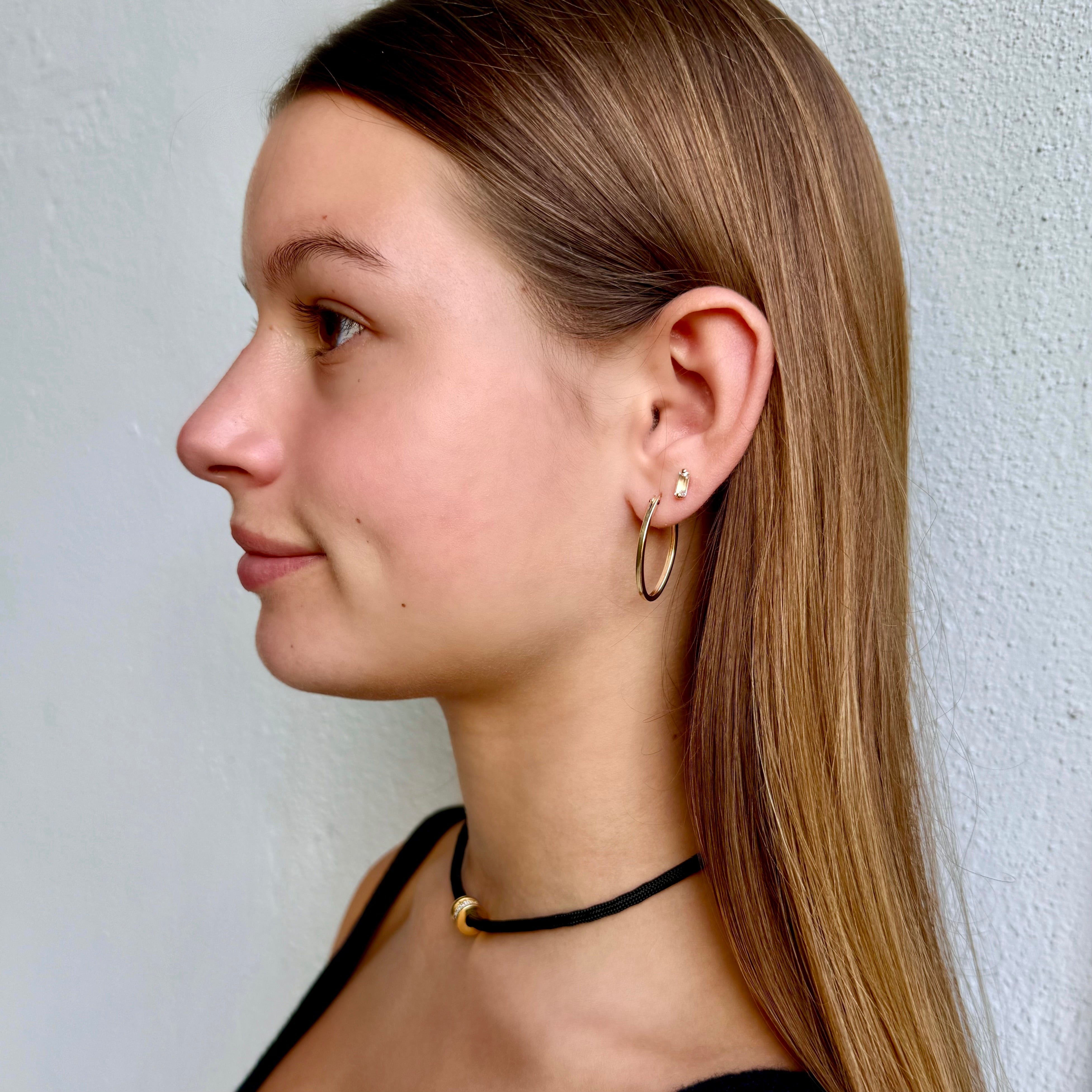 Small Oval Hoops by Becket & Quill, handmade in Los Angeles - detail view
