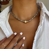 tan paracord rondelle bead necklace