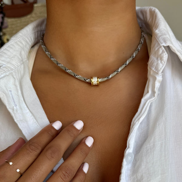 tan paracord rondelle bead necklace