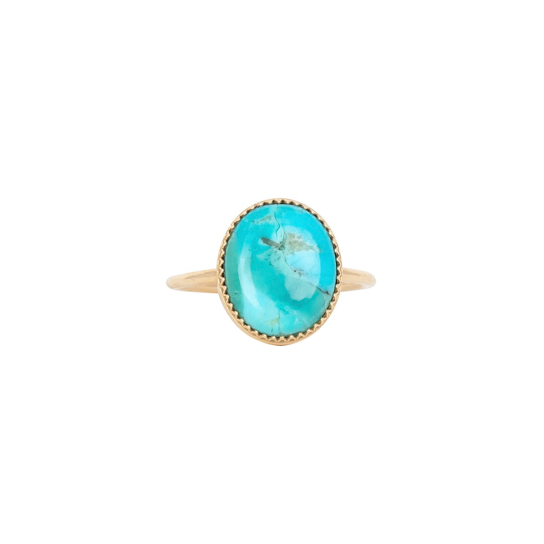 Turquoise Crown Bezel Ring by Becket & Quill, handmade in Los Angeles