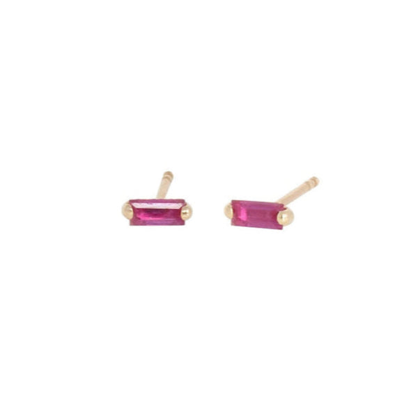 ruby baguette earrings