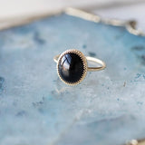Onyx Crown Bezel Ring by Becket & Quill, handmade in Los Angeles - detail view