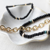 chunky black agate bead necklace
