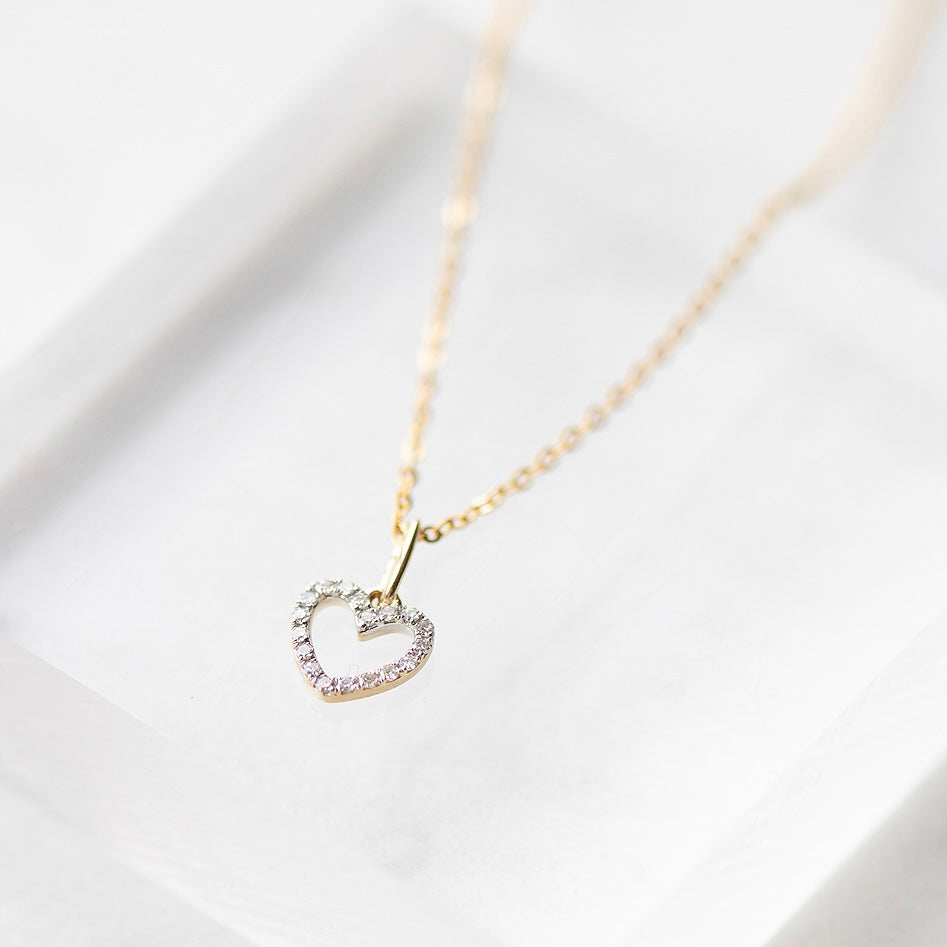 Petite Diamond Heart Charm by Becket & Quill, handmade in Los Angeles - detail view