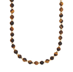 Tiger's Eye And Gold Bead Necklace by Becket & Quill, handmade in Los Angeles