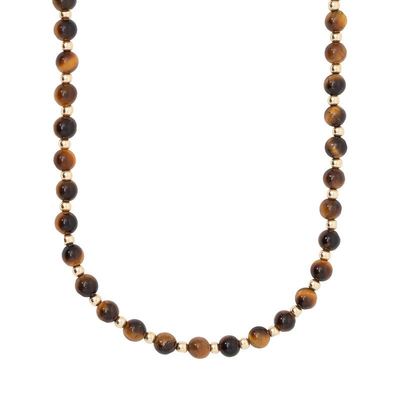 Tiger's eye and gold bead necklace