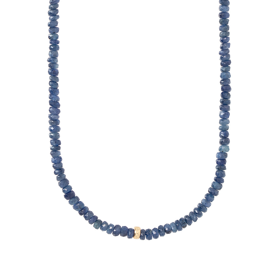 Blue Sapphire Beaded Necklace by Becket & Quill, handmade in Los Angeles