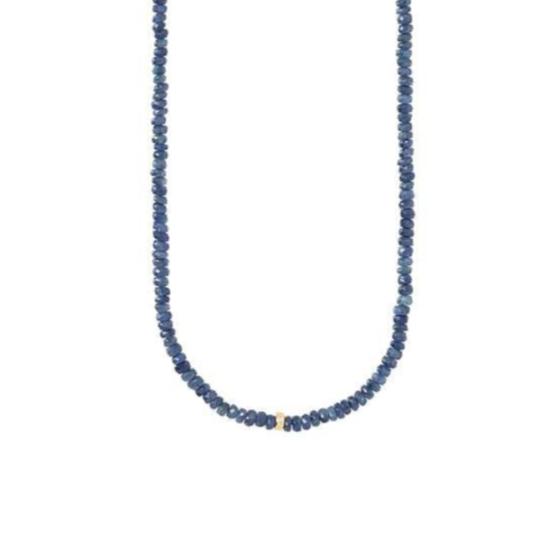 Blue sapphire beaded necklace