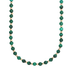 Malachite And Gold Bead Necklace by Becket & Quill, handmade in Los Angeles