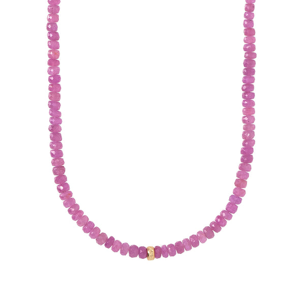 Pink Sapphire beaded necklace