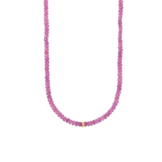 Pink Sapphire beaded necklace