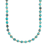 Turquoise And Gold Bead Necklace by Becket & Quill, handmade in Los Angeles