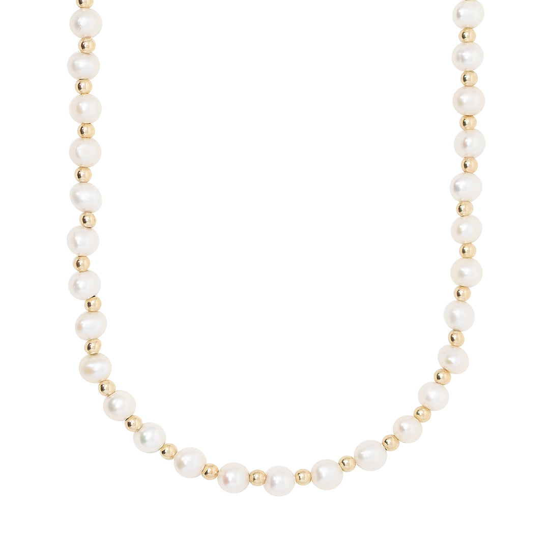 Pearl And Gold Bead Necklace by Becket & Quill, handmade in Los Angeles