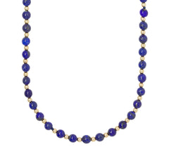 Lapis And Gold Bead Necklace by Becket & Quill, handmade in Los Angeles