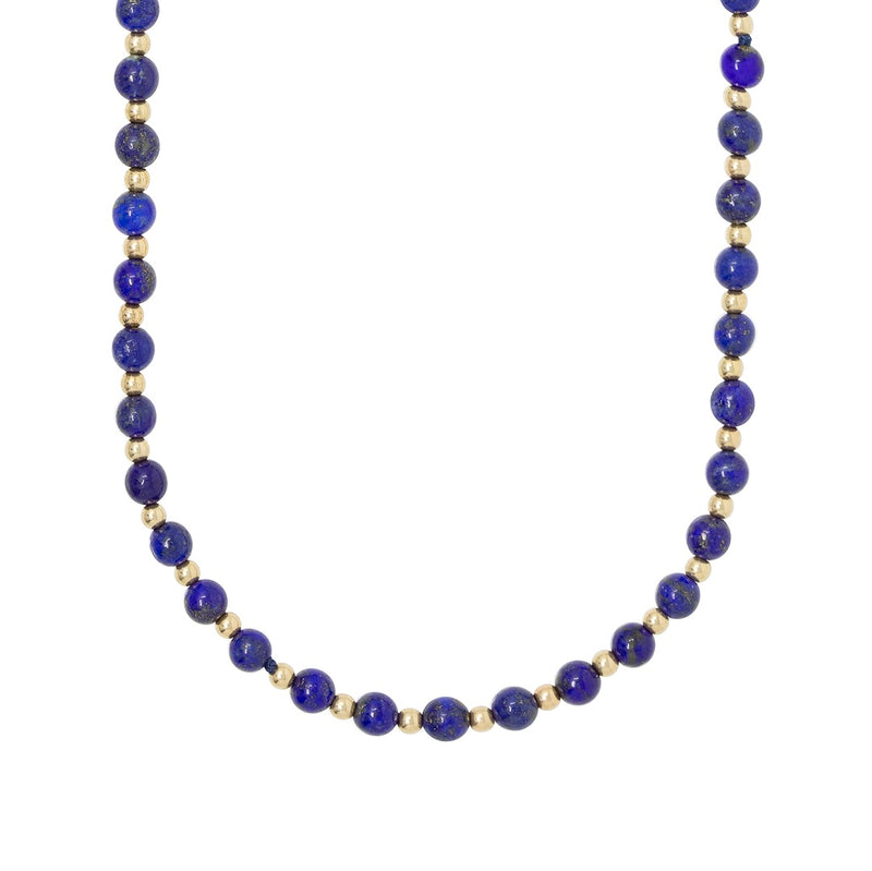 Lapis and gold bead necklace