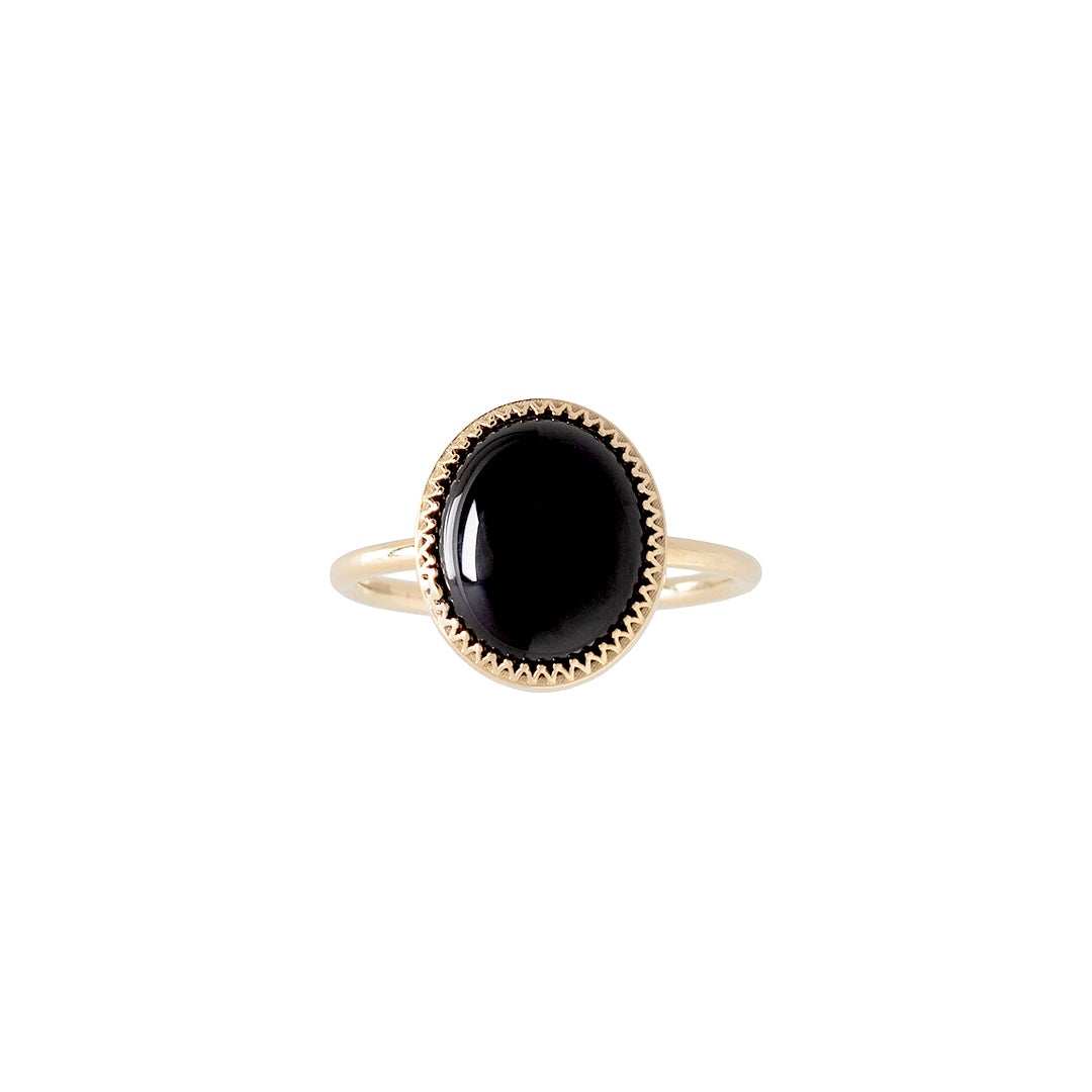 Onyx Crown Bezel Ring by Becket & Quill, handmade in Los Angeles