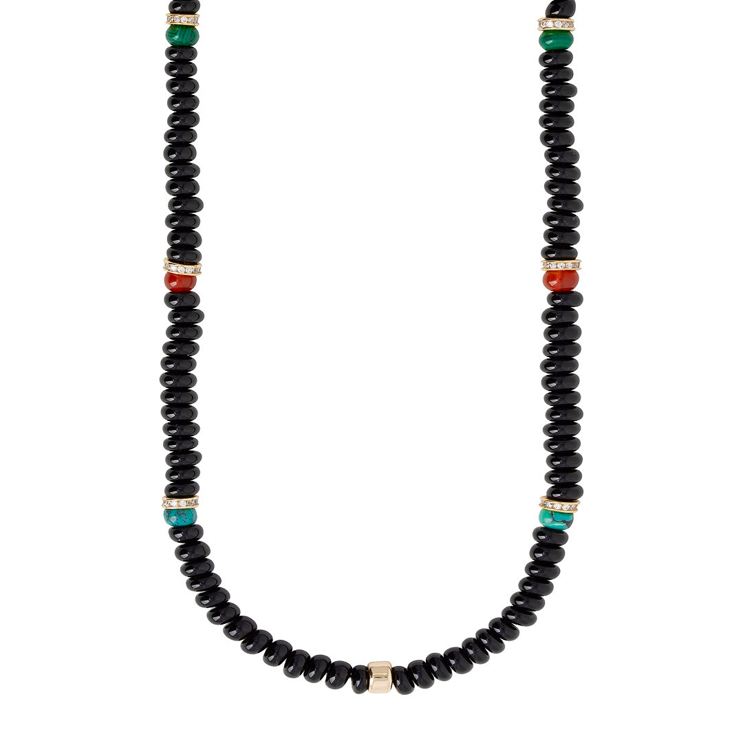 Chunky Black Agate Bead Necklace by Becket & Quill, handmade in Los Angeles