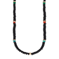 Chunky Black Agate Bead Necklace by Becket & Quill, handmade in Los Angeles