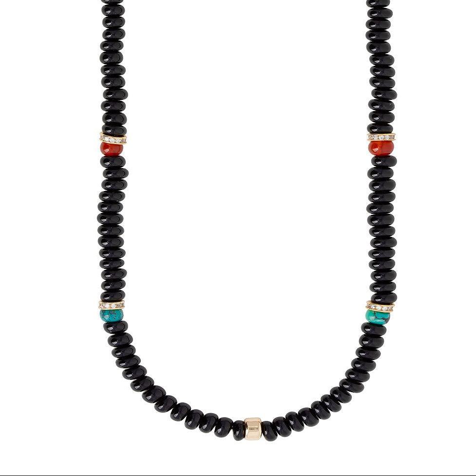 Chunky Black Agate Bead Necklace by Becket & Quill, handmade in Los Angeles