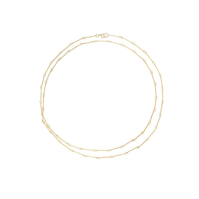 Bar Chain Necklace by Becket & Quill, handmade in Los Angeles - worn close-up