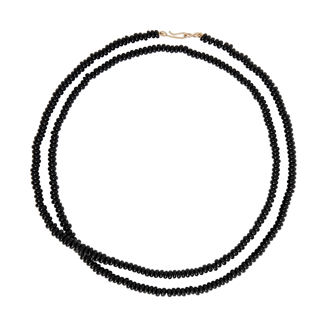 Long Black Agate Necklace by Becket & Quill, handmade in Los Angeles