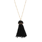 Black Tassel Necklace by Becket & Quill, handmade in Los Angeles