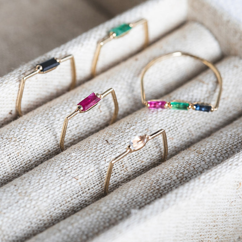 Rainbow baguette ring