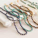 Lapis And Gold Bead Necklace by Becket & Quill, handmade in Los Angeles - detail view