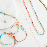 Rainbow Opal Beaded Necklace by Becket & Quill, handmade in Los Angeles - detail view