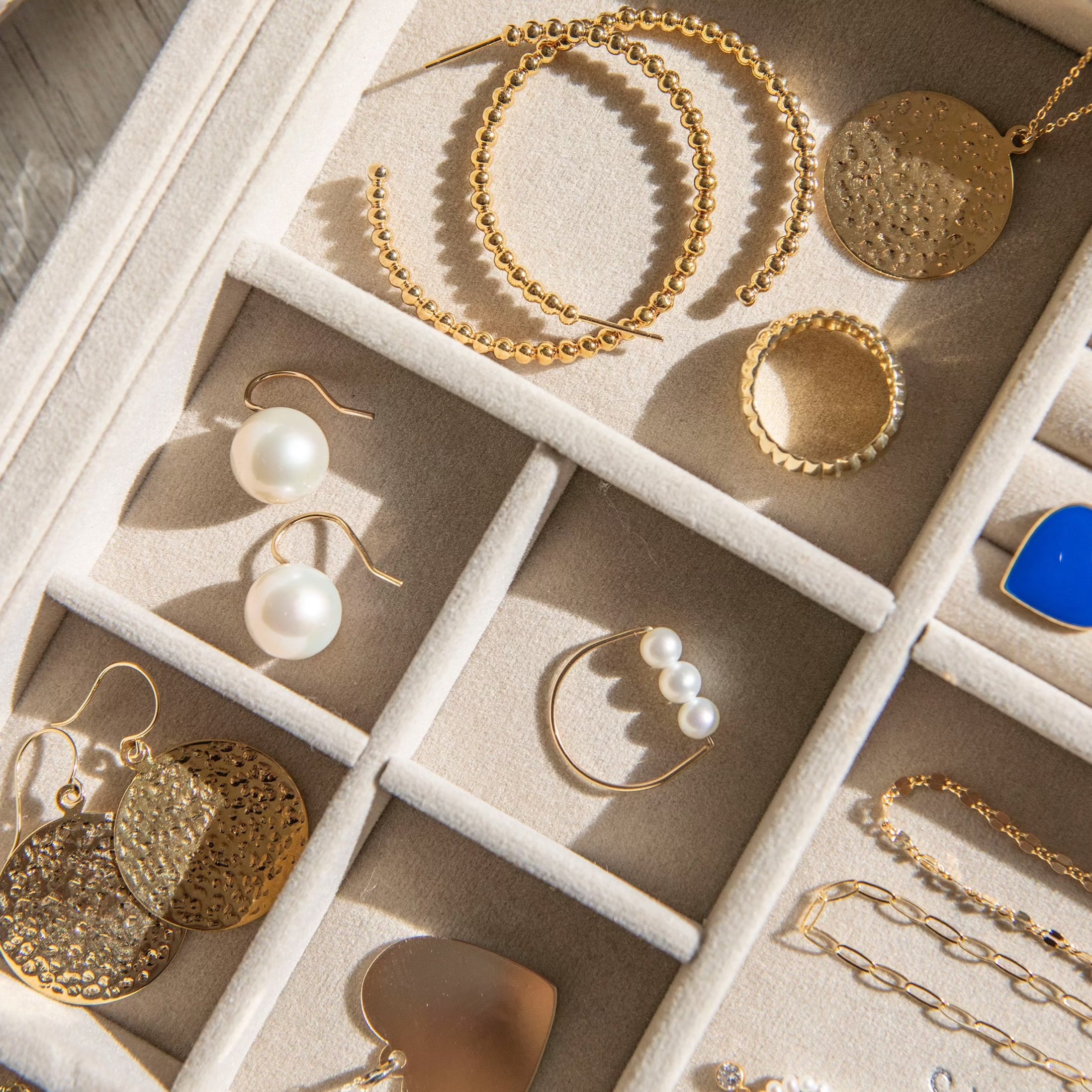 Jumbo Pearl Earrings by Becket & Quill, handmade in Los Angeles - worn close-up