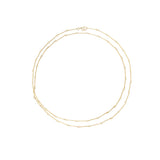 Gold filled long layered Bar Chain Necklace by Becket & Quill, handmade in Los Angeles - worn close-up