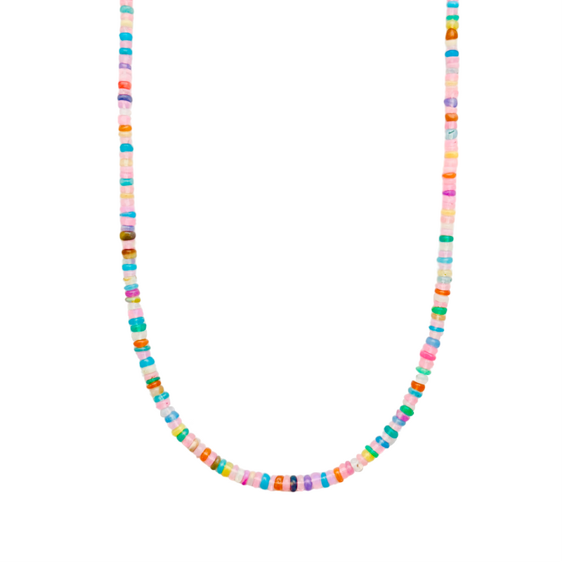 Small opal beaded necklace