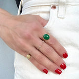 Malachite Crown Bezel Ring by Becket & Quill, handmade in Los Angeles - detail view