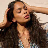 BQ + NM Petal Pearl Necklace by Becket & Quill, handmade in Los Angeles - worn close-up